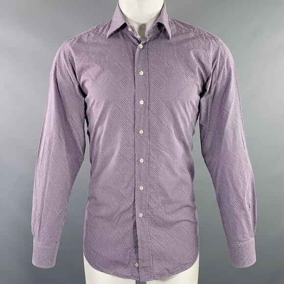 ETRO Size M Purple Checkered Cotton Button Up Long Sleeve Shirt